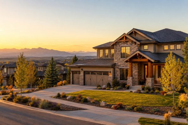 Luxury Broomfield home with mountain views at sunset