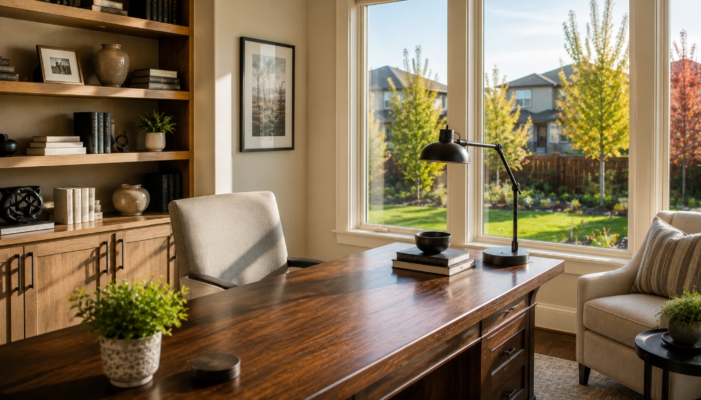 Home office workspace in a Broomfield neighborhood home